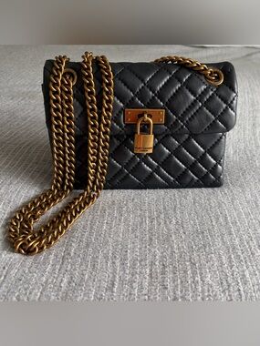 Black Quilted Soft Kurt Geiger Brixton Leather Chain Shoulder/ Crossbody Bag